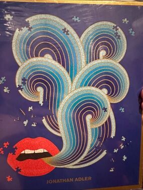 Jonathan Adler Blue & Red Pop Art Lips Puzzle